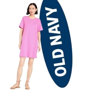 Old Navy Vintage Vivid Begonia  T-Shirt Mini Dress Cotton Jersey Short Slv NWT L
